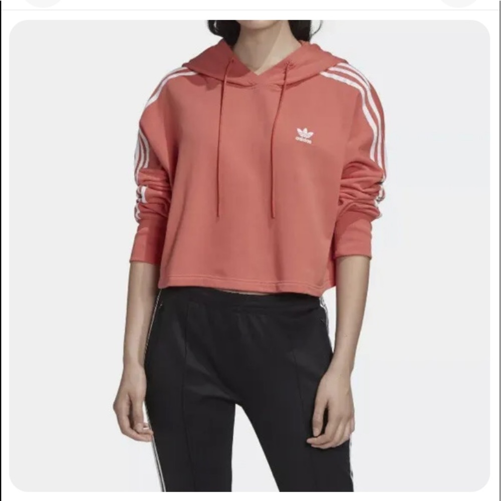 Adidas ladies crop hoodie sweatshirt size large